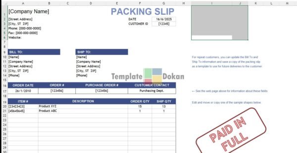 Packing Slip